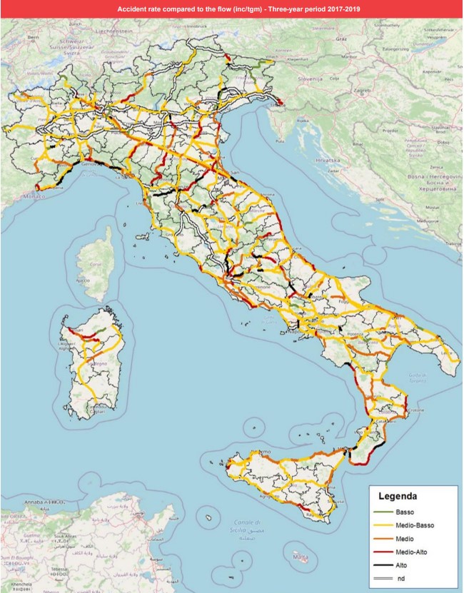 2022 iRAP Italy map_2017-2019 Accident rate versus flow
