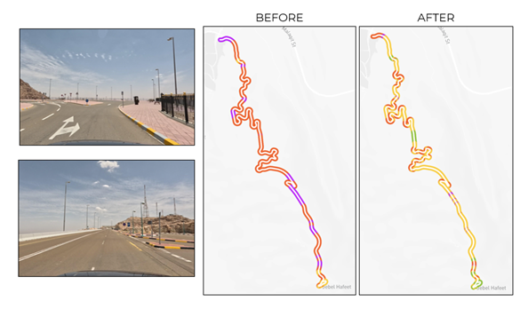 Screenshot of the Lane Patrol tool with the assessed itineraries in UAE - Source FACTUAL