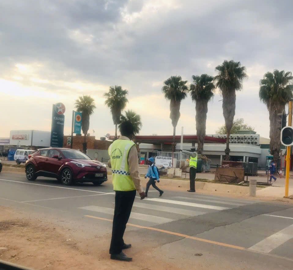 The Safer School Patrol Programme in Letlhakeng District helps students cross the street safely