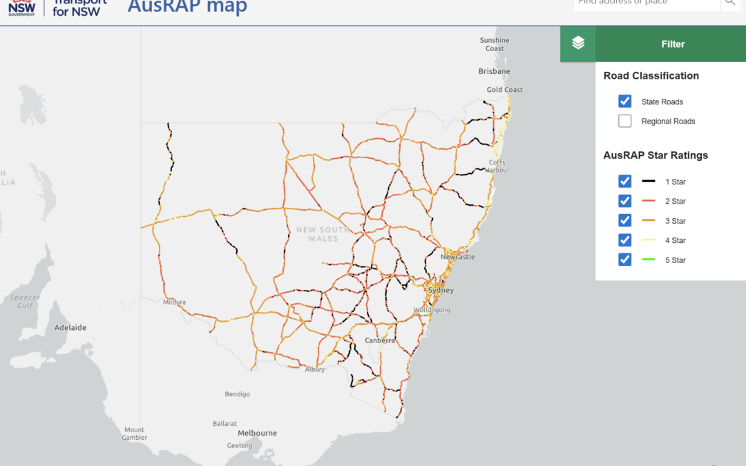 Star Ratings for 35,000km of roads in New South Wales, Australia